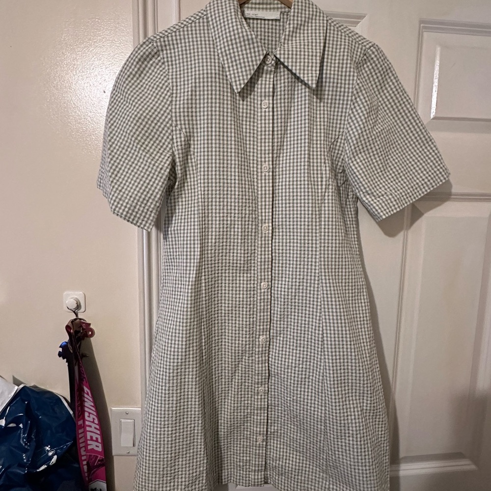 Classic Green Checkered Short Sleeve Dress
